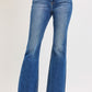 Risen High Rise Flare Jeans With Raw Cut Hem