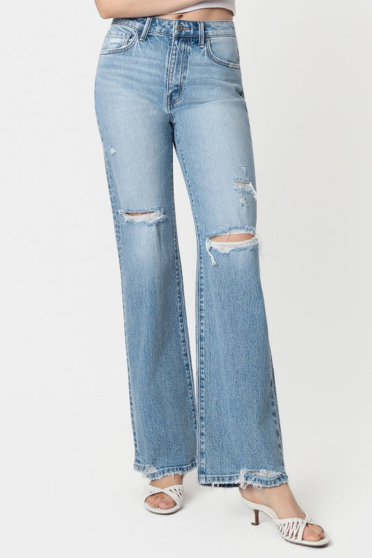 Vervet Super High Rise Distressed Vintage Flare Jeans