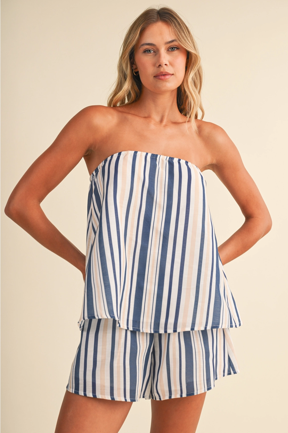 Kaia Striped Strapless Set