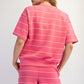 Modal Scuba Stripe Short Sleeve Top Pink