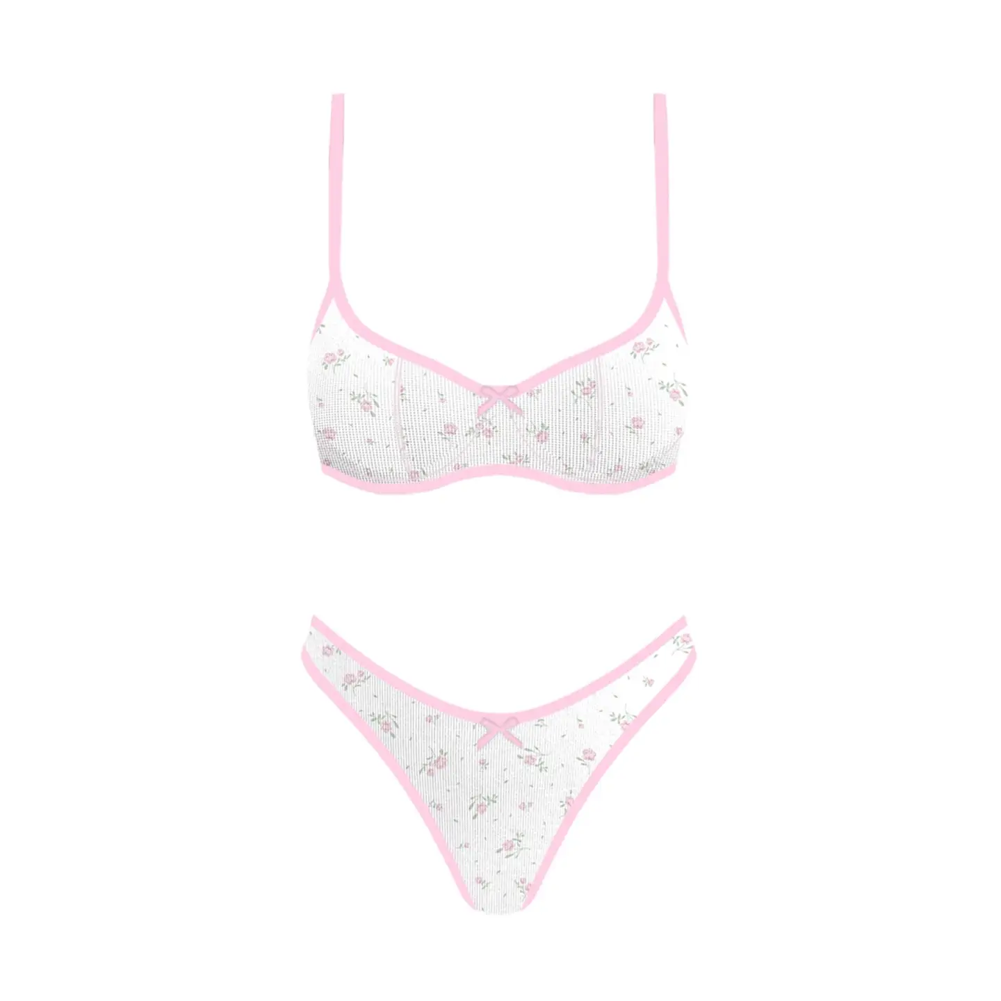 Seaside Picnic Bikini Pink Floral Top