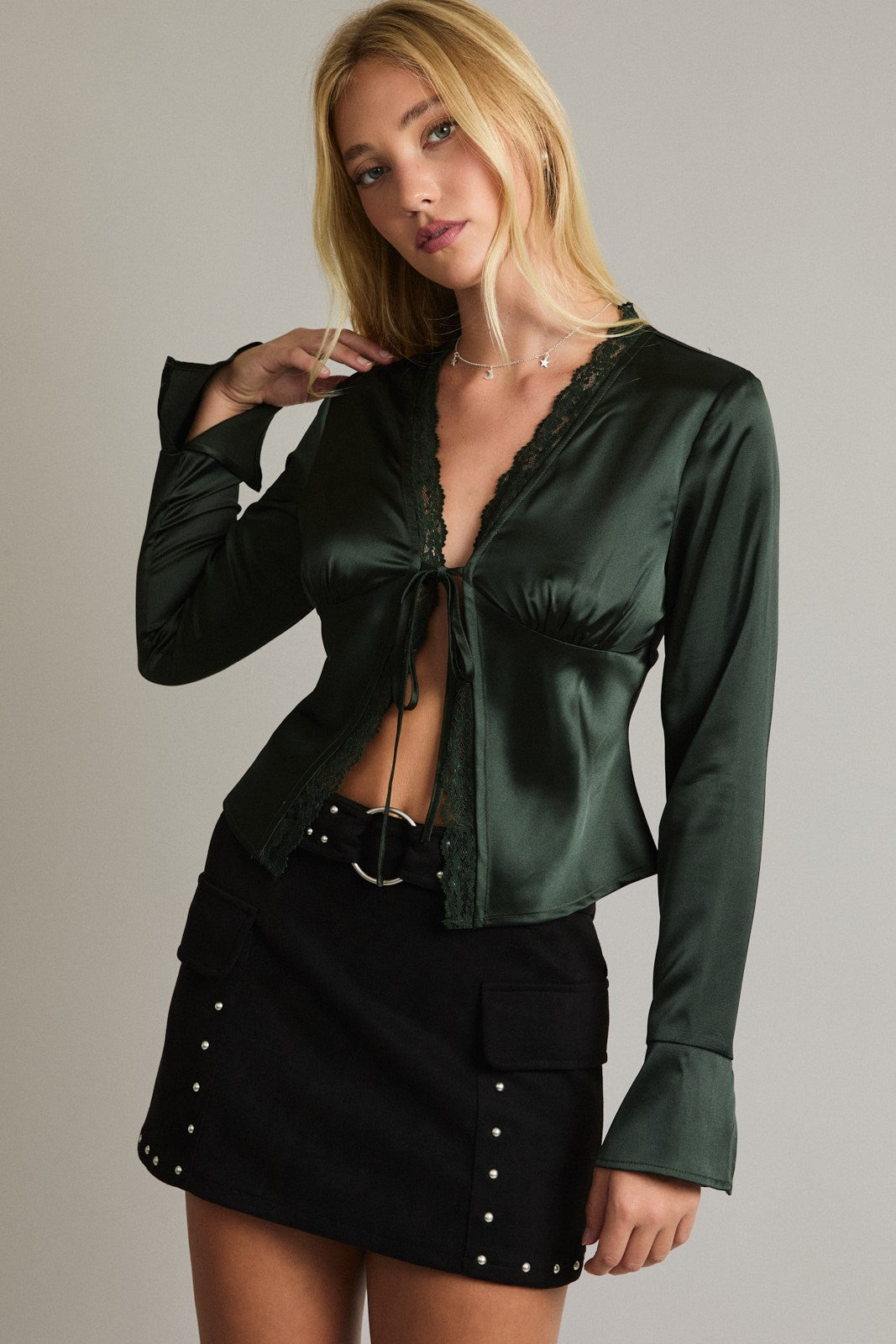 Lillian Green Satin Top