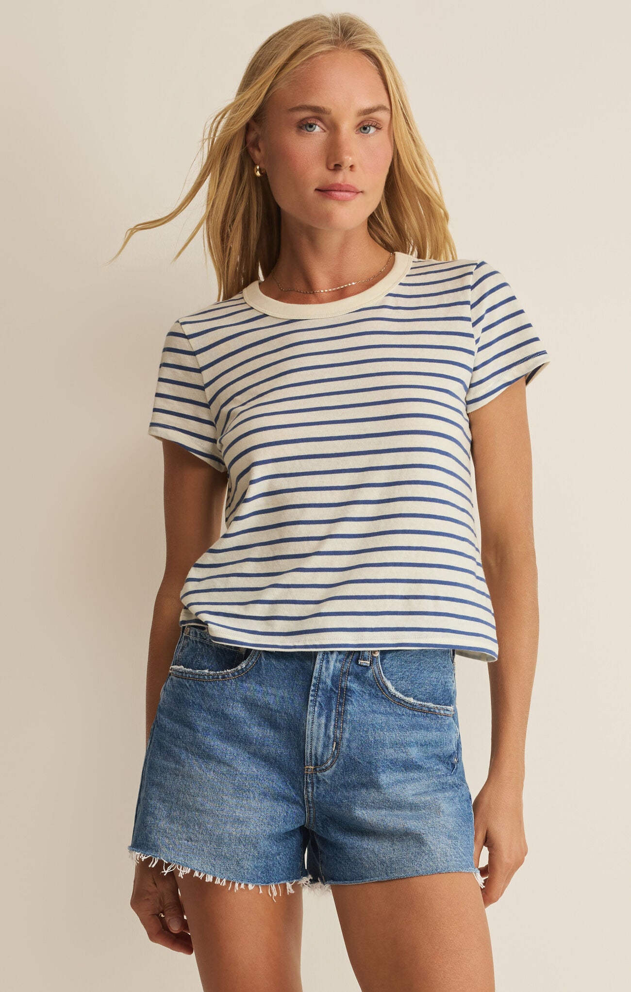 Junie Striped Tee True Navy