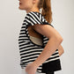 Striped French Open Back Top Black