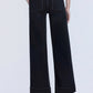 Vervet Black High Rise Elastic Wide Jeans