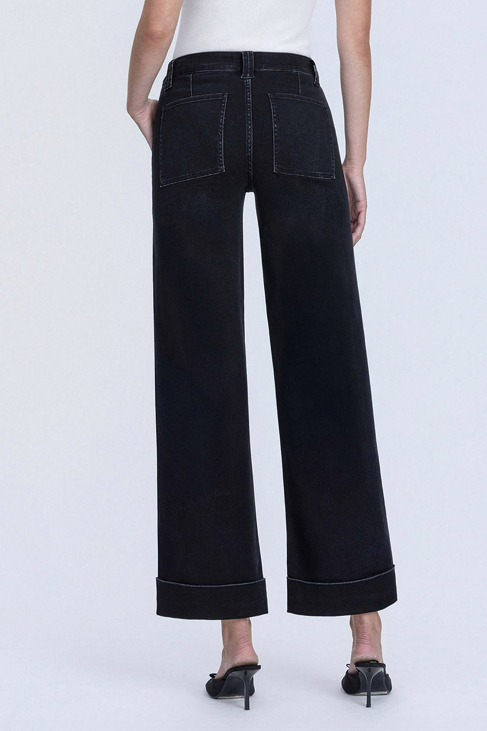 Vervet Black High Rise Elastic Wide Jeans