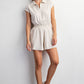 Butter Short Sleeve Quarter Zip Romper White
