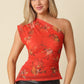 Bea Floral One-shoulder Mesh Top