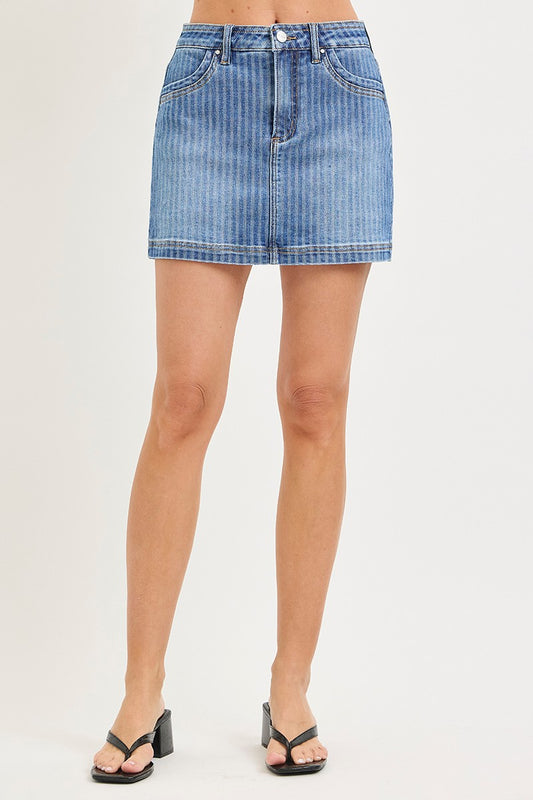 Risen High Rise Stripe Mini Skort