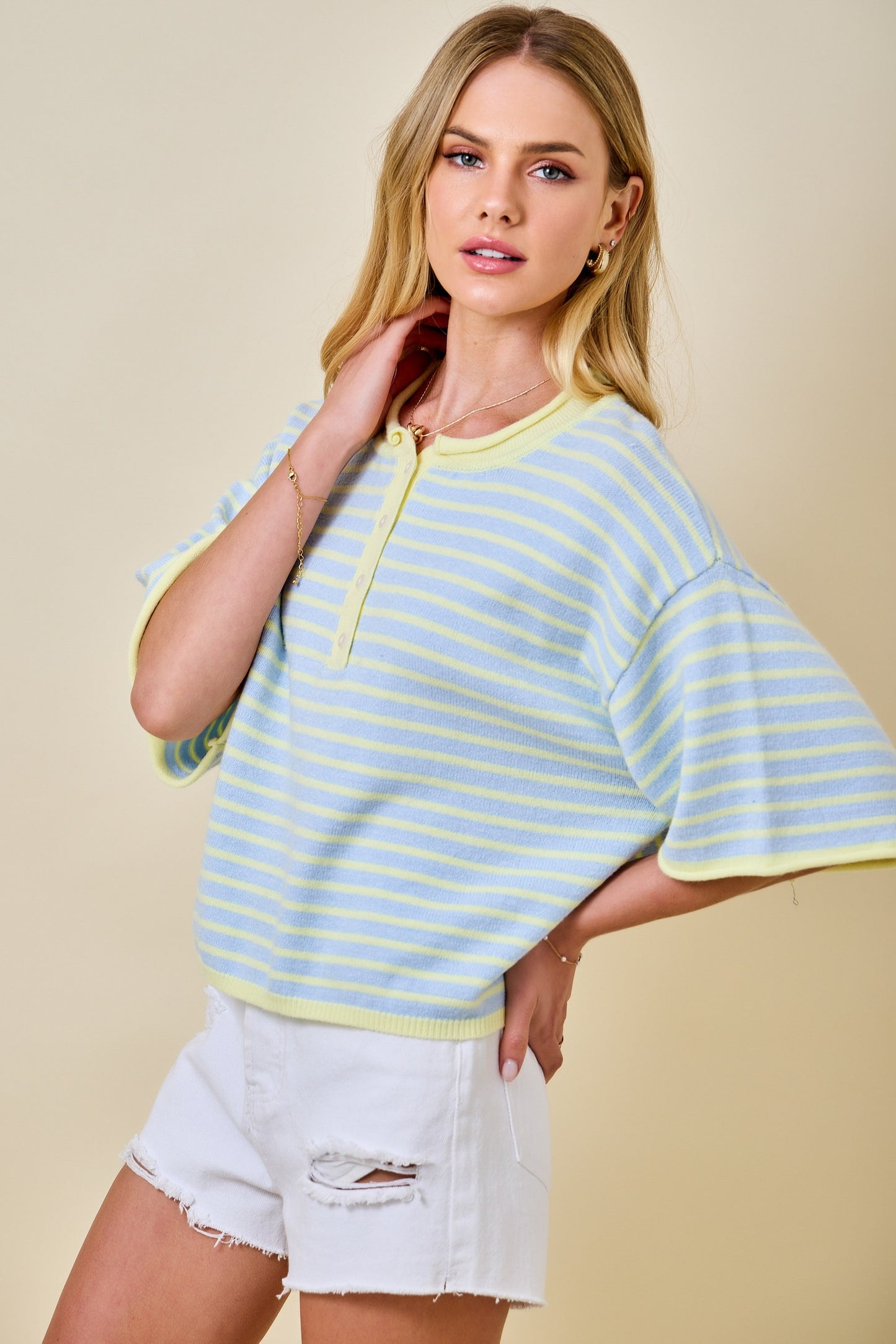 Deann Striped Top Blue