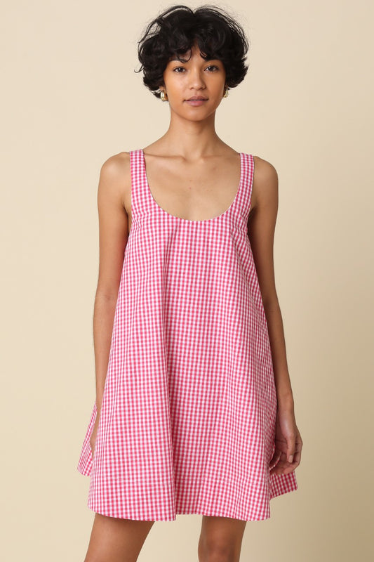 Andrea Gingham Swing Mini Dress Rose