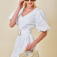 Dorthy White Ruffle Bubble Sleeve Dress