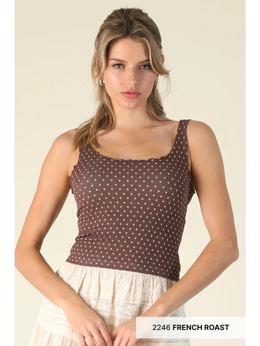 Polka Dot Edge Crop Top MULTIPLE COLORS