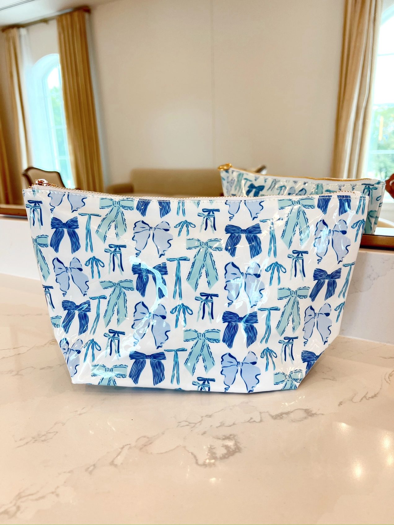 Clear Coat Toiletry Bags Blue Bow