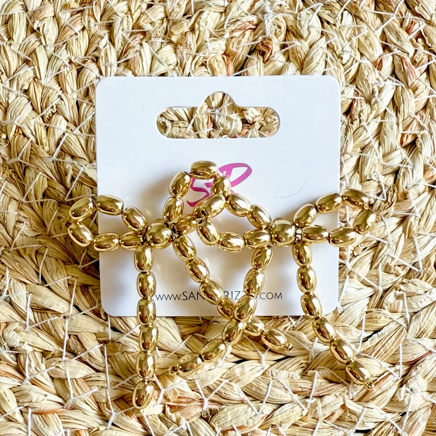 Beaded Gold Bow Stud