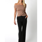 Macey Off-Shoulder Fitted Top Taupe