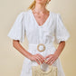 Dorthy White Ruffle Bubble Sleeve Dress