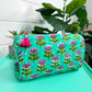 Quilted Makeup Bags | Cosmetic Toiletry Bag | Aqua Floral