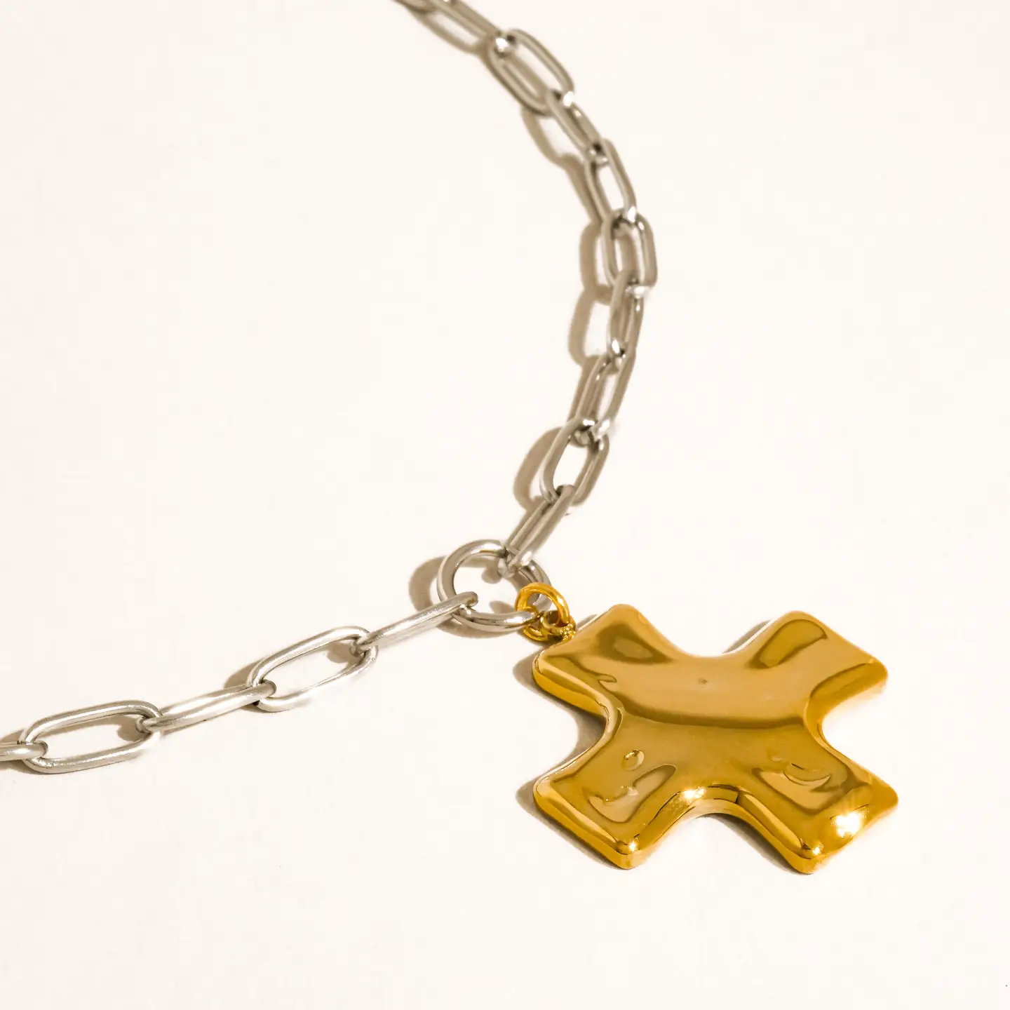Zeni 18K Gold Non-Tarnish Cross Pendant Chain Necklace Multi-Colored