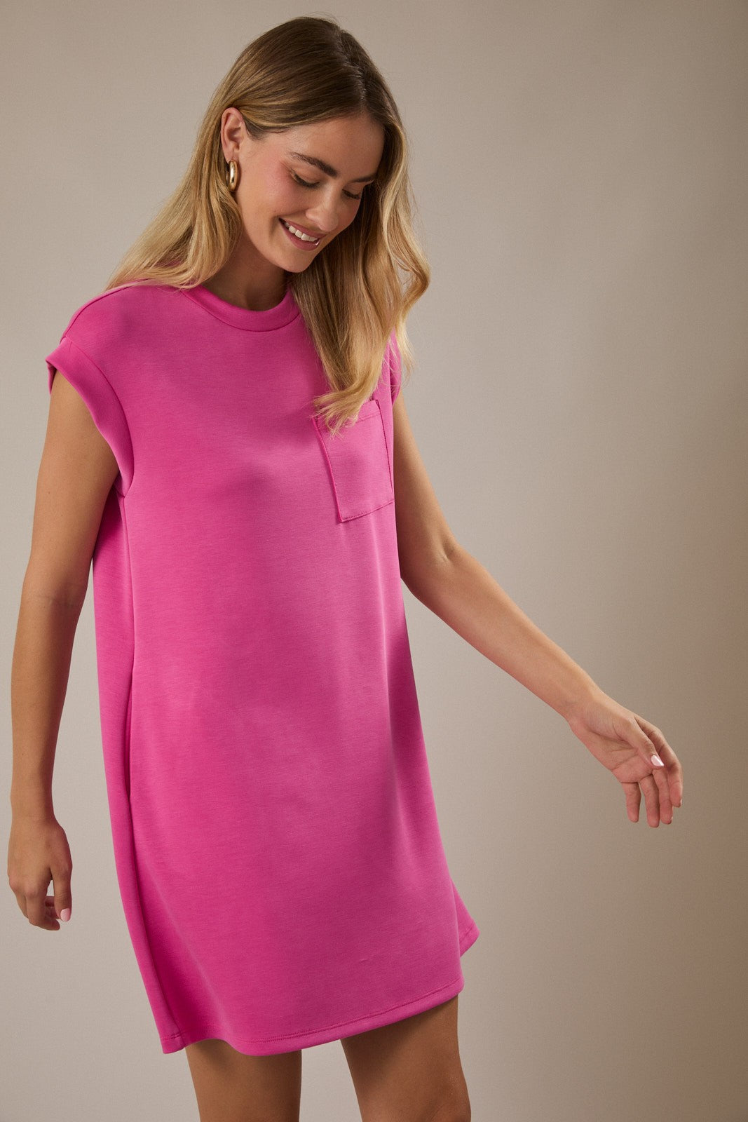 Sindy Pink Cap Sleeve Mini Dress