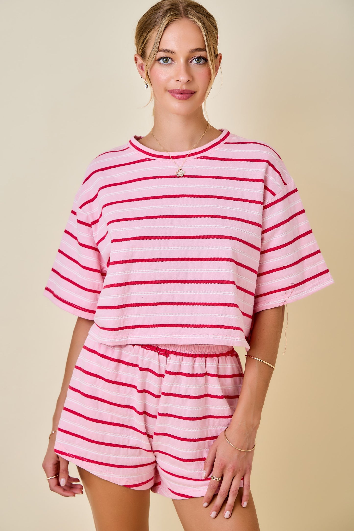 Diana Pink and White Set Top