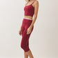 Contrast Waist Capri Leggings Burgundy