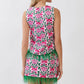 Floral Print Feather Trim Sleeveless Top