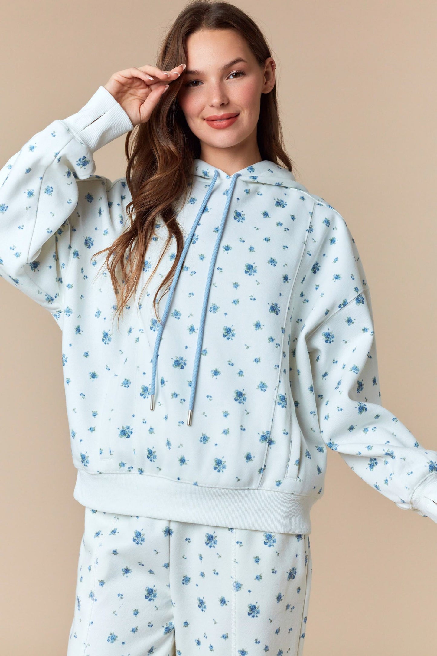 Polly Blue Floral Hoodie