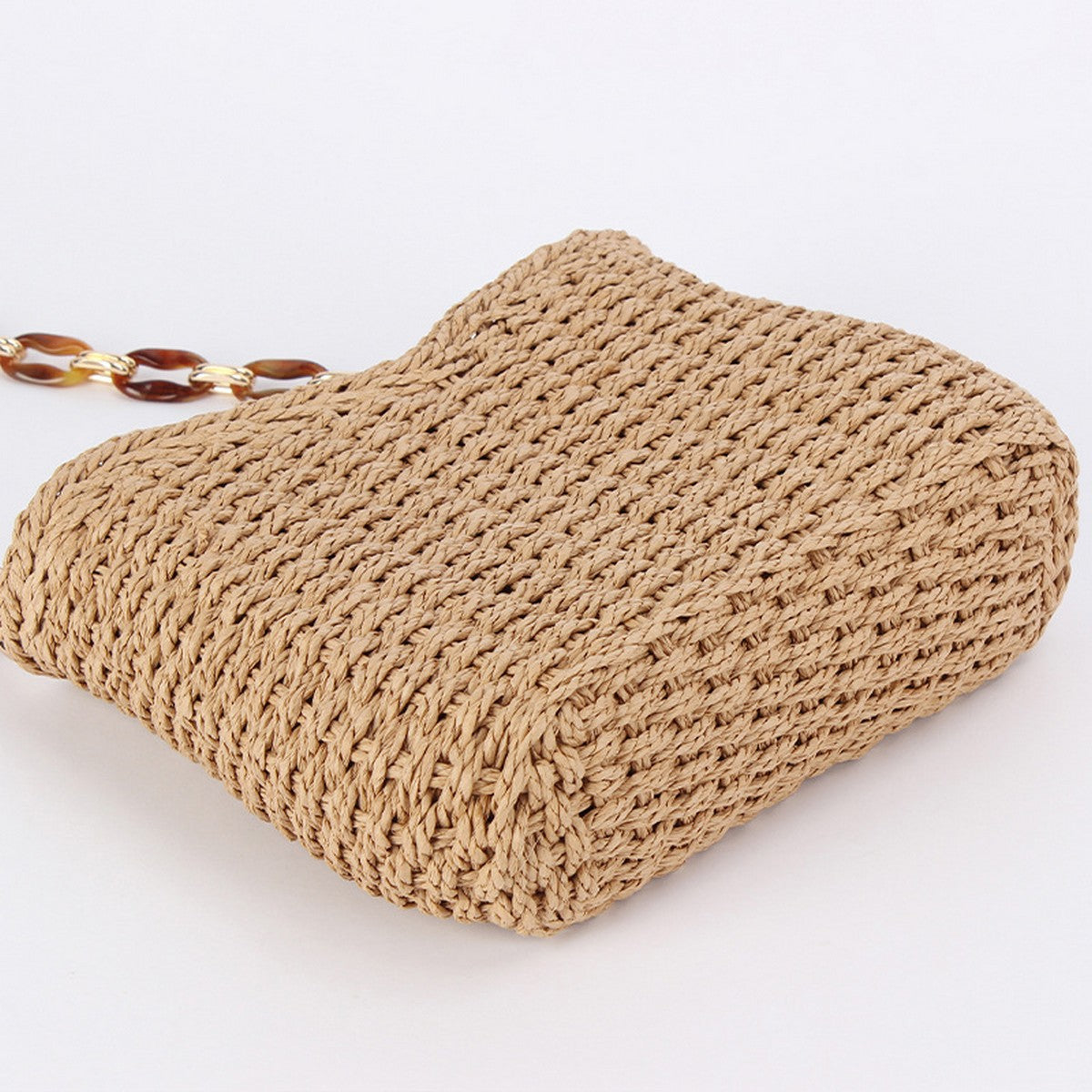 Chain Strap Straw Bag