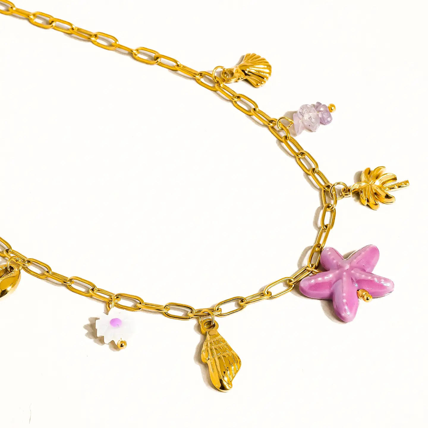 Anya 18K Gold Non-Tarnish Starts and Palm Charm Necklace