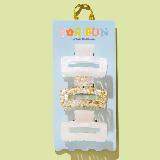 Claw Hair Clip Set - Medium - Asst Pearl - 3 Pcs