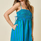 Damon Striped Smocked Mini Dress Blue