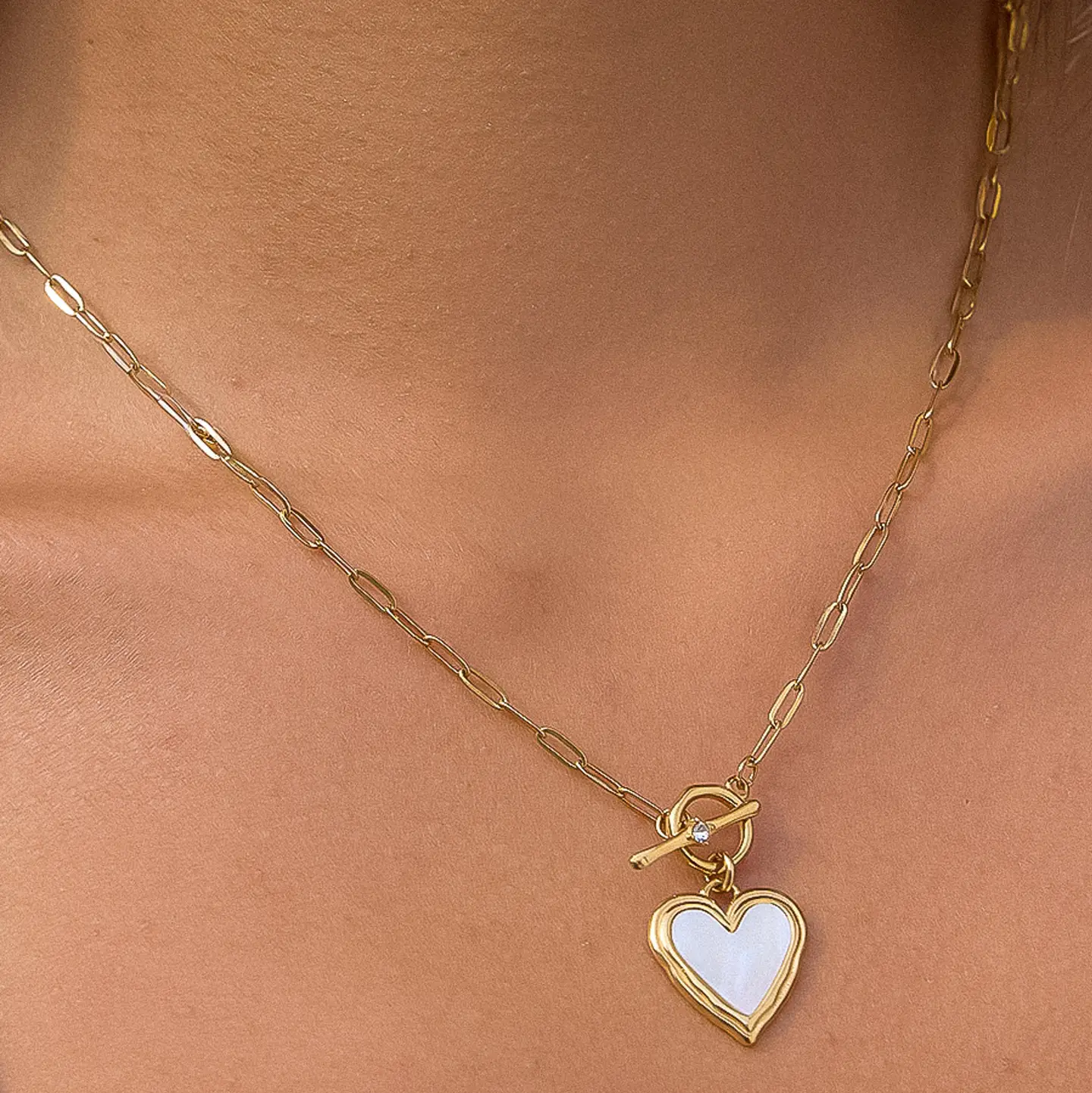 Nyelle 18K Gold Non-Tarnish Shell Heart Necklace