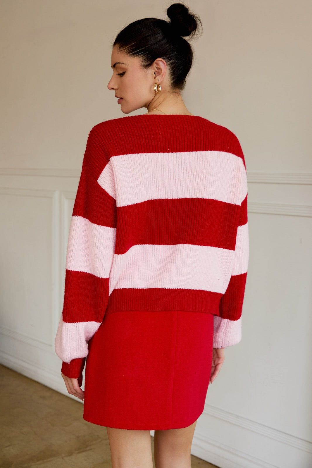 Sandy Pink striped Cardigan