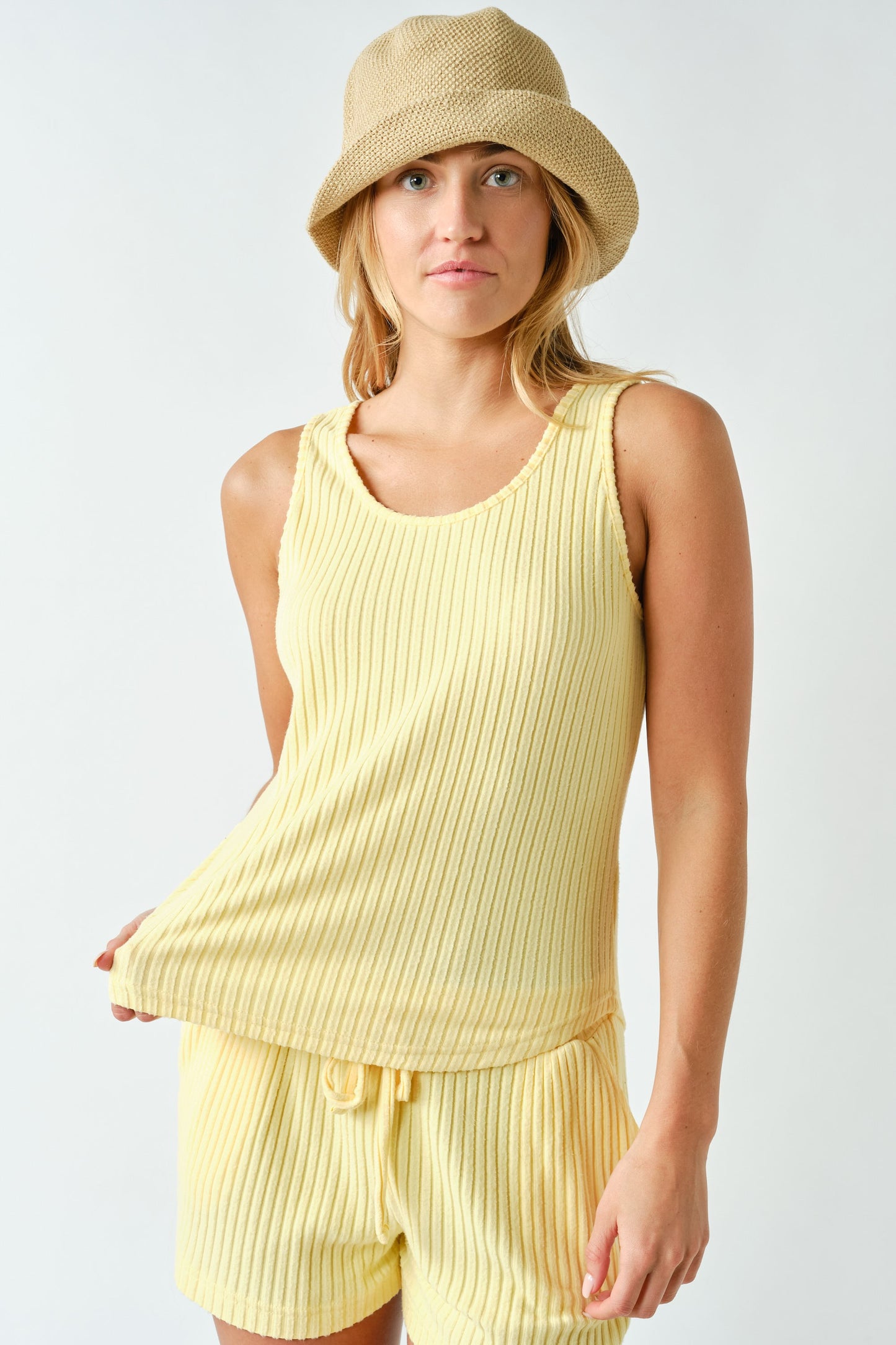 Softcore Ribbed Lounge Tank Top Yellow