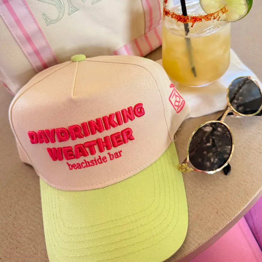 Day Drinking Weather - Lime Green Trucker Hat