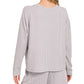 Rib Long Sleeve Tee & Shorts Set Silver