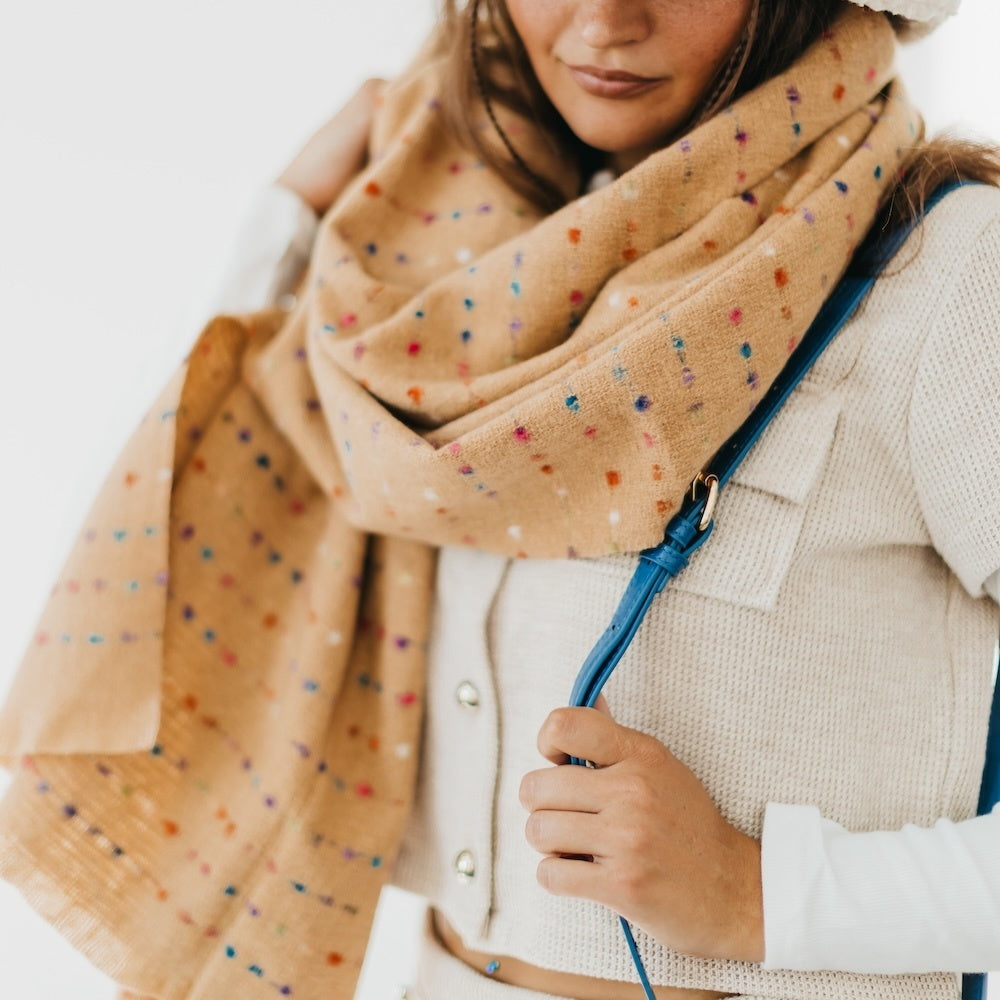 Maeve Multi Color Scarf Tan