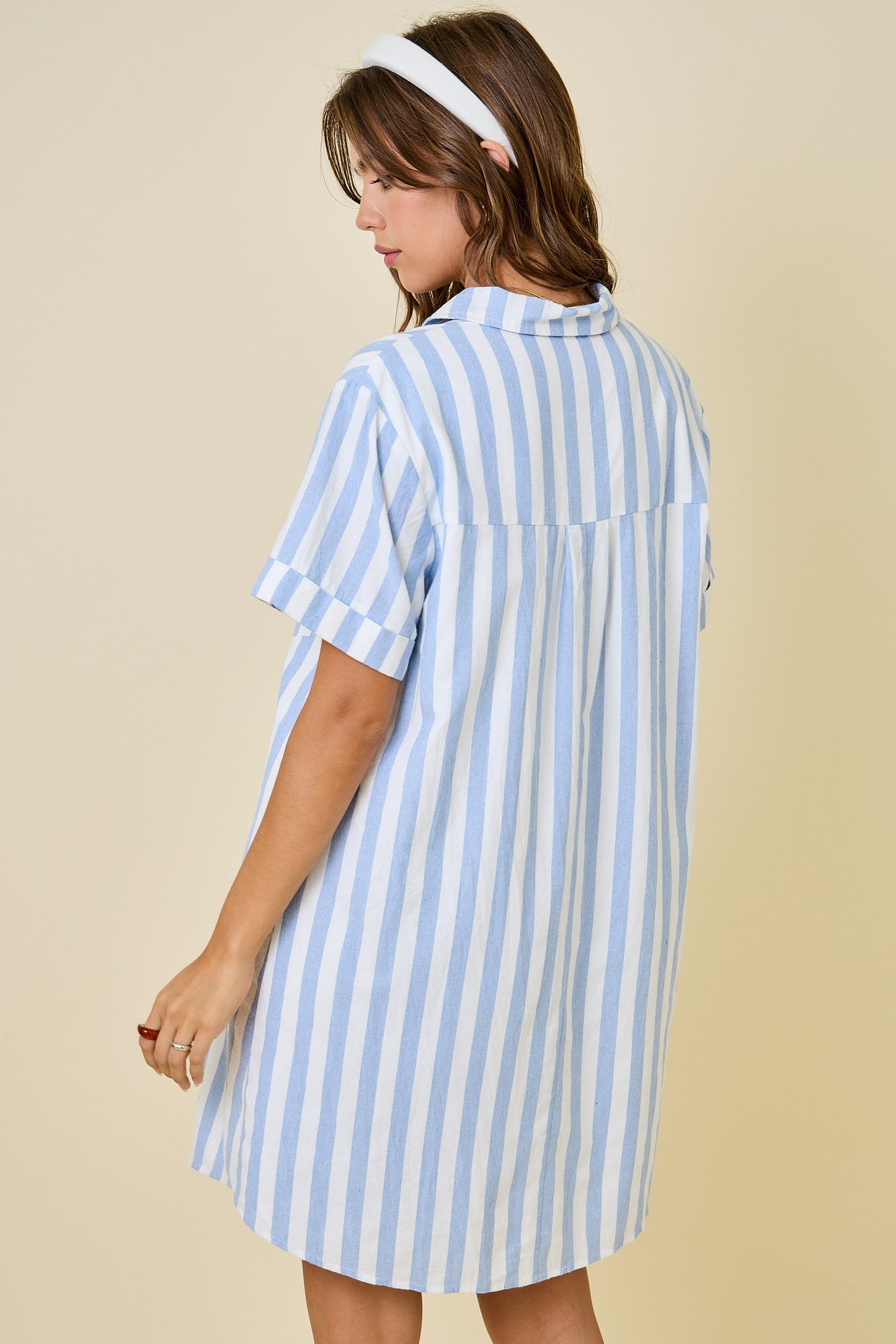 Daisy Blue Striped Shirt Dress