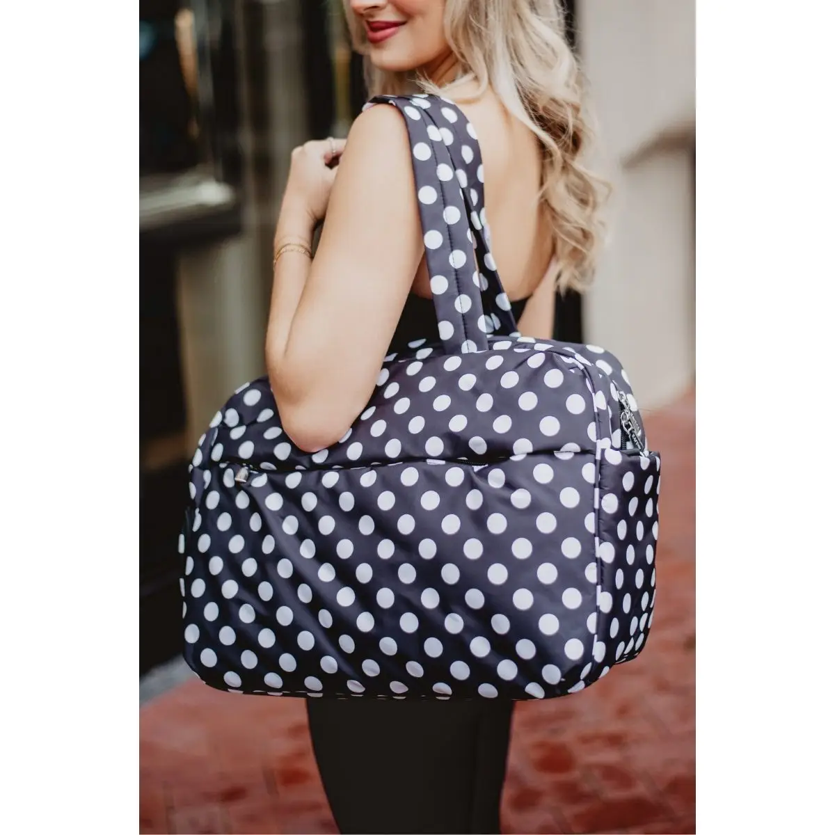 Black & White Polka Dot Weekend Travel Bag