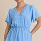 Grace Blue V Neck Top