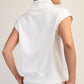 Modal Scuba Quarter Zip Sleeveless Top Cream