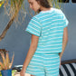 Brenda Striped Crop Top Blue