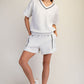 Modal Piping V Neck Top Grey