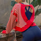 Striped Open Back Long Sleeve