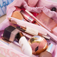 Pink Striped Makeup Bag
