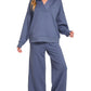 Scuba Collared Pullover & Pants Set Blue Indigo