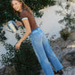 Vervet Low Rise Tinted Medium Wash Wide Flare Jeans