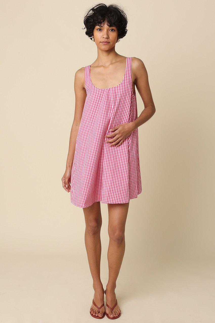 Andrea Gingham Swing Mini Dress Rose