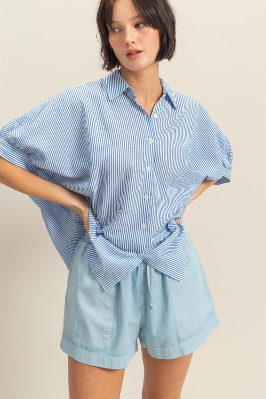 Harlow blue and white top